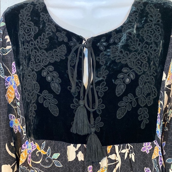 Johnny Was Jade Black Burnout Dolman Sleeve Floral Midi Sundress - Picture 6 of 13